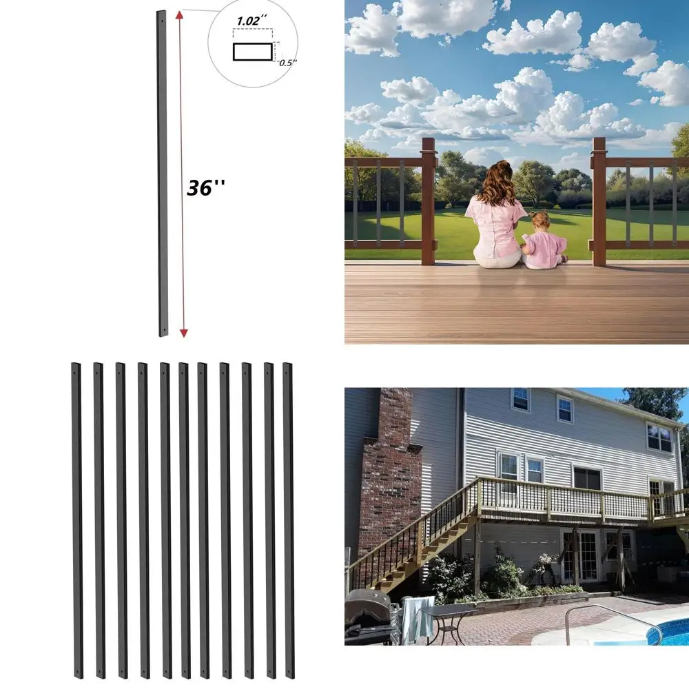 60-Pack 36-Inch Metal Deck Balusters with Ends & Screws for Staircase & Railing Upgrade
60-Pack 36-Inch Metal Deck Balusters with Ends & Screws for Staircase & Railing Upgrade