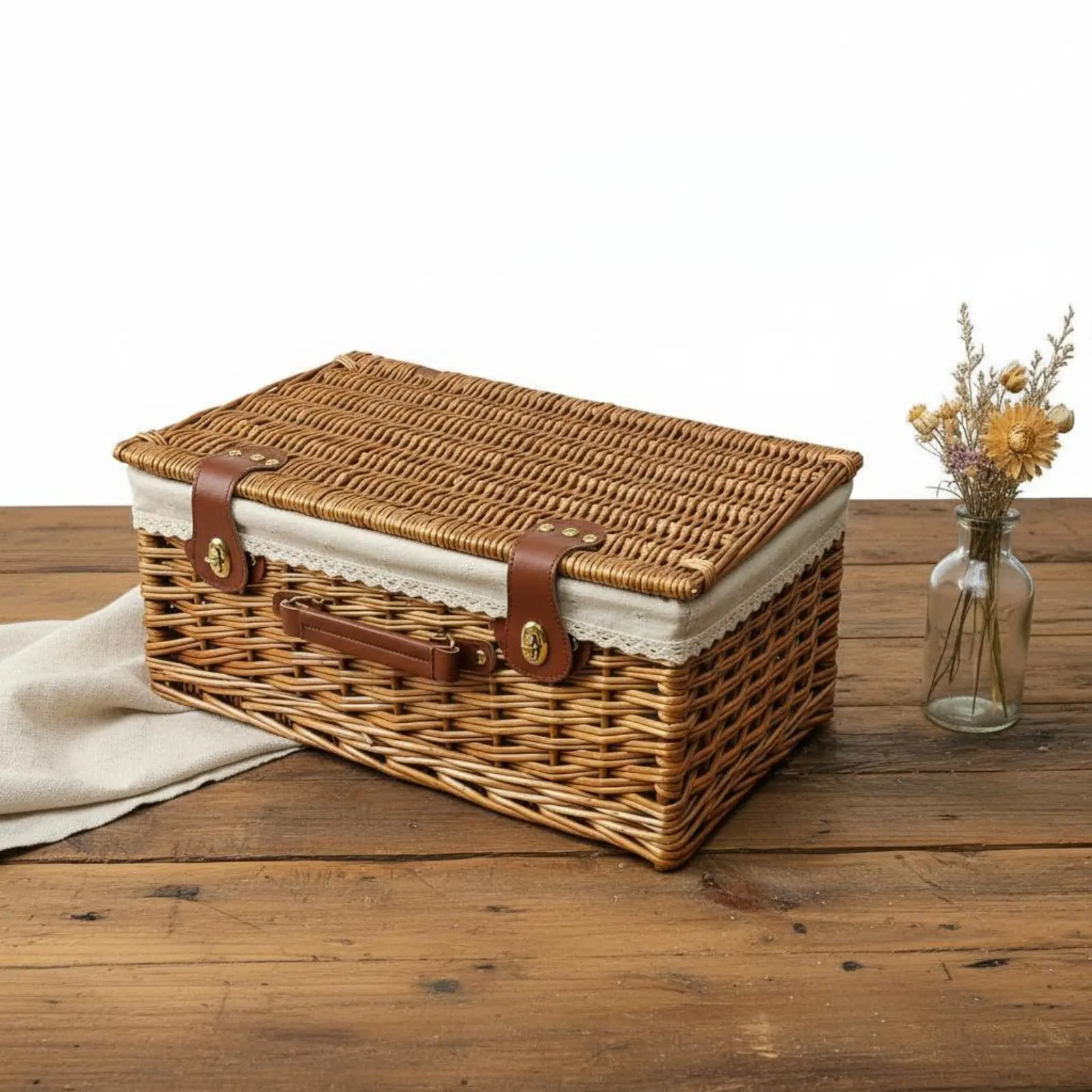 Vintage Picnic Basket Portable Lidded Carry Basket Wicker Storage Box Built-in Handles Lightweight
Vintage Picnic Basket Portable Lidded Carry Basket Wicker Storage Box Built-in Handles Lightweight