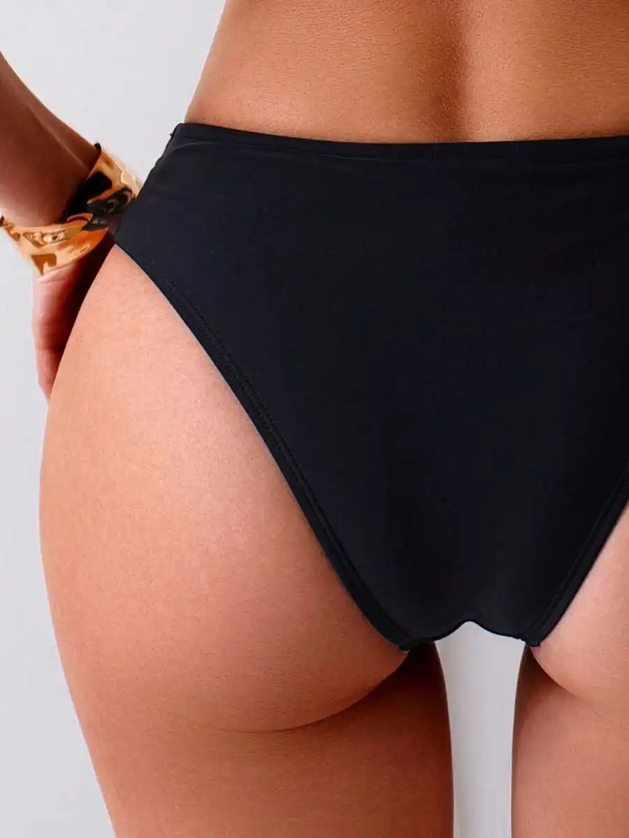 Women Minimalist Solid Black Cheeky High Leg Cut Tummy Control Bikini Bottom
Women Minimalist Solid Black Cheeky High Leg Cut Tummy Control Bikini Bottom