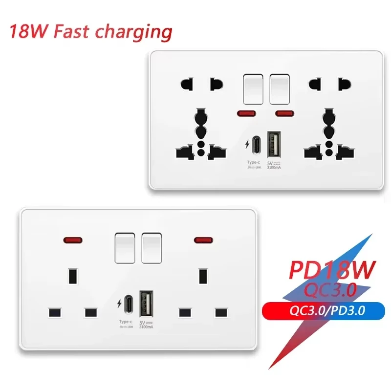 ELEGAN White Universal USB Type-C Fast Charging Socket Double 5-pin Power Plug 13A UK Electrical Internationa Wall Light Switch
ELEGAN White Universal USB Type-C Fast Charging Socket Double 5-pin Power Plug 13A UK Electrical Internationa Wall Light Switch