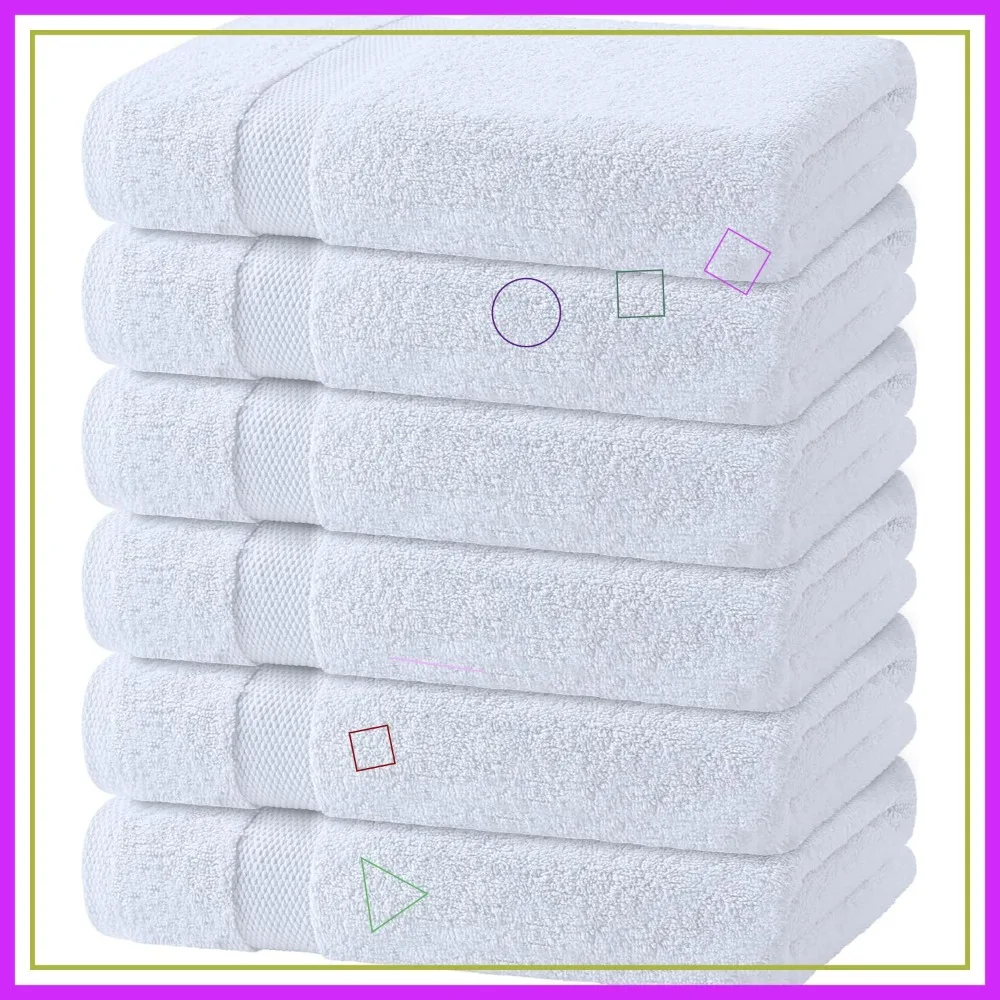 Белые банные полотенца 24x50 дюймов, набор из 6 штук - особо впитывающий хлопковый комплект для ванной комнаты
Белые банные полотенца 24x50 дюймов, набор из 6 штук - особо впитывающий хлопковый комплект для ванной комнаты
