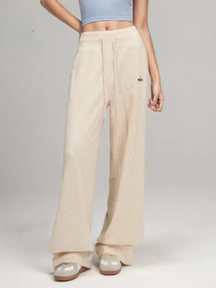 Spring Knitted Wide-Leg Pants for Women High-Waisted Drawstring Loose Sweatpants Casual Solid Gray Straight FitnessTrousers
Spring Knitted Wide-Leg Pants for Women High-Waisted Drawstring Loose Sweatpants Casual Solid Gray Straight FitnessTrousers