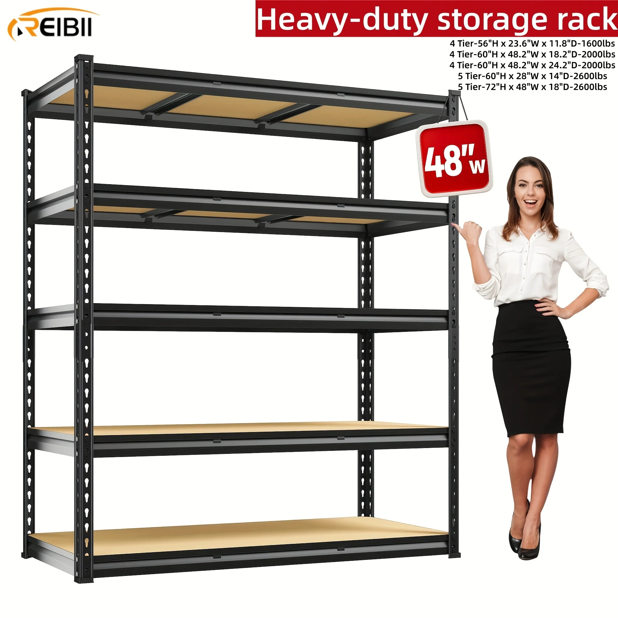 REIBII Heavy-Duty 4/5 Layer Metal Shelves, 56 "H/60" H/72 "H Height Optional, Bearing 1600/2000/2600 Pounds, Adjustable Kitchen,
REIBII Heavy-Duty 4/5 Layer Metal Shelves, 56 "H/60" H/72 "H Height Optional, Bearing 1600/2000/2600 Pounds, Adjustable Kitchen,