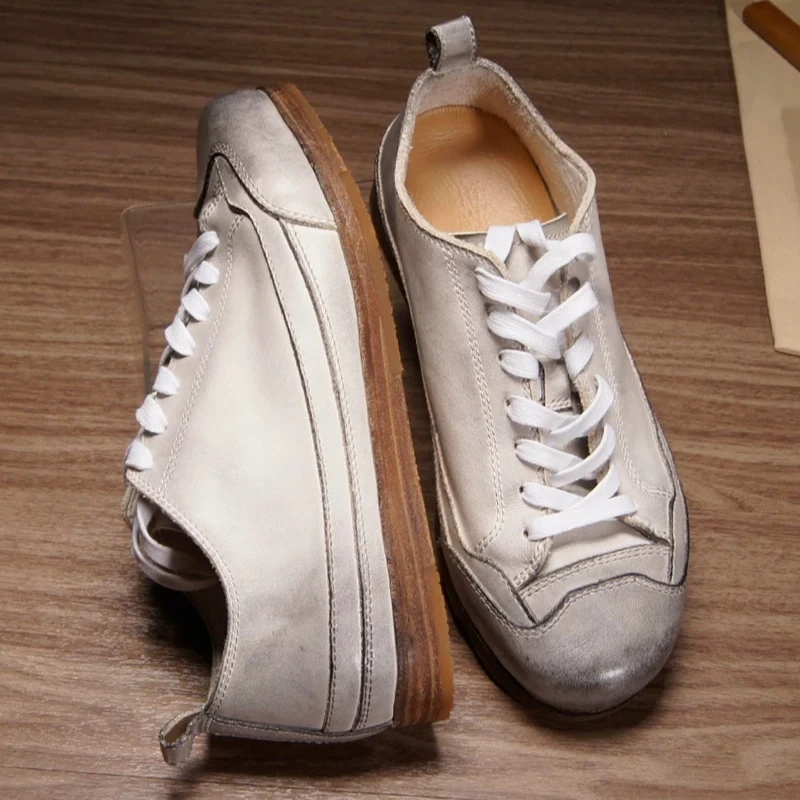 Handmade Washed Leather Sole Casual Board Shoes Men Cowhide Designer Sports Flat Work High Quality Genuine Leather Shoes Male
Handmade Washed Leather Sole Casual Board Shoes Men Cowhide Designer Sports Flat Work High Quality Genuine Leather Shoes Male