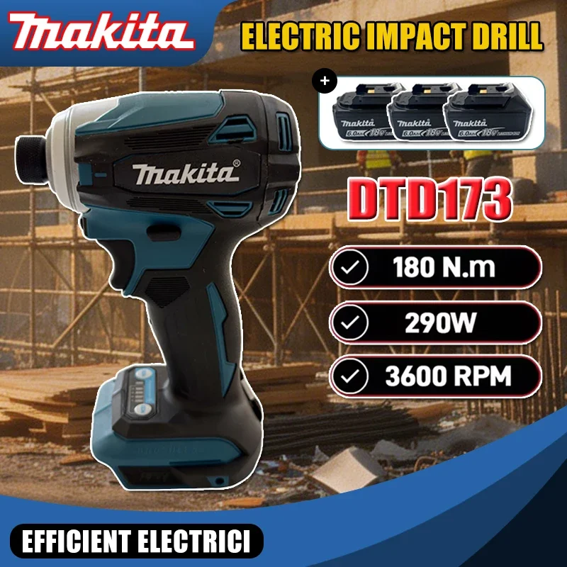 Бесщеточный электрический шуруповерт Makita DTD173 для авторемонта, ударный шуруповерт с крутящим моментом 220 Н·м, электроинструмент для Makita 18В
Бесщеточный электрический шуруповерт Makita DTD173 для авторемонта, ударный шуруповерт с крутящим моментом 220 Н·м, электроинструмент для Makita 18В