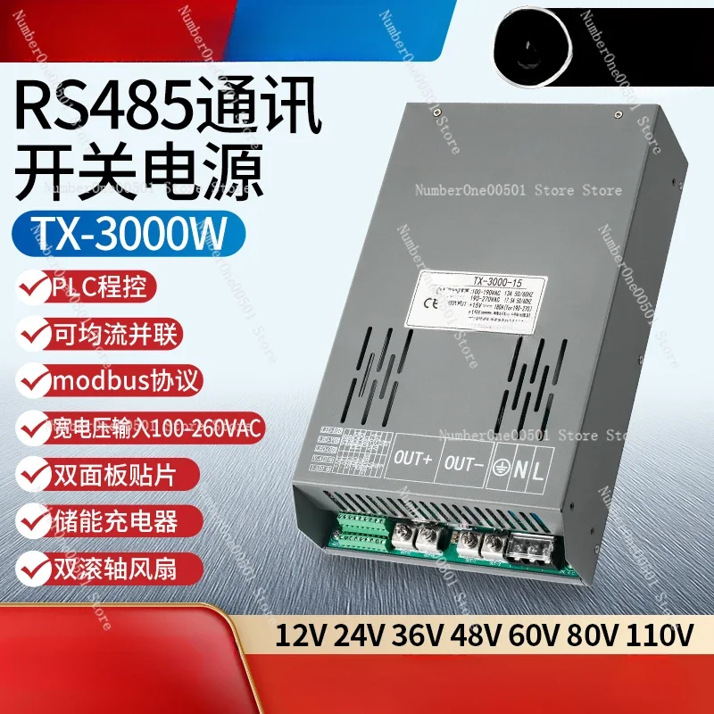 RS485 Communication Switching Power Supply 3000W 12v24V36V48V220V 180A with PFC
RS485 Communication Switching Power Supply 3000W 12v24V36V48V220V 180A with PFC