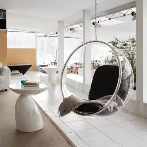 Indoor Exterior Unique Modern Furniture Clear Swing Acrylic Hanging Ball Egg Bubble Chair Livingroom Swing Chair