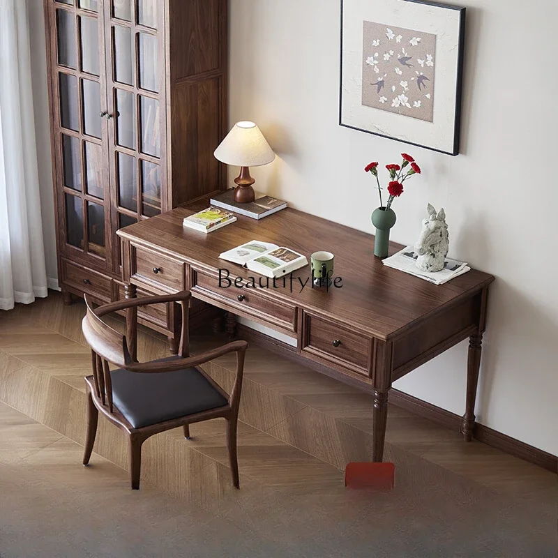 North American black walnut all solid wood desk American retro bedroom writing table
North American black walnut all solid wood desk American retro bedroom writing table