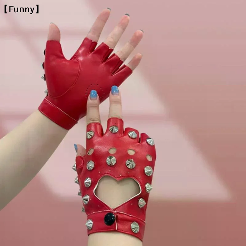 Stage Performance Leather Women Man Half-Finger Rivet Gloves Nightclub Dance Fashion Punk Hip-Hop Half Finger Mittens
Stage Performance Leather Women Man Half-Finger Rivet Gloves Nightclub Dance Fashion Punk Hip-Hop Half Finger Mittens