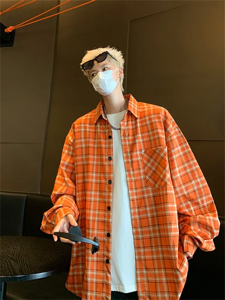 American Retro Orange Plaid Long Sve irt Loose Casual ex High Street New Sle Couple's irt Coat Youth Wear
American Retro Orange Plaid Long Sve irt Loose Casual ex High Street New Sle Couple's irt Coat Youth Wear