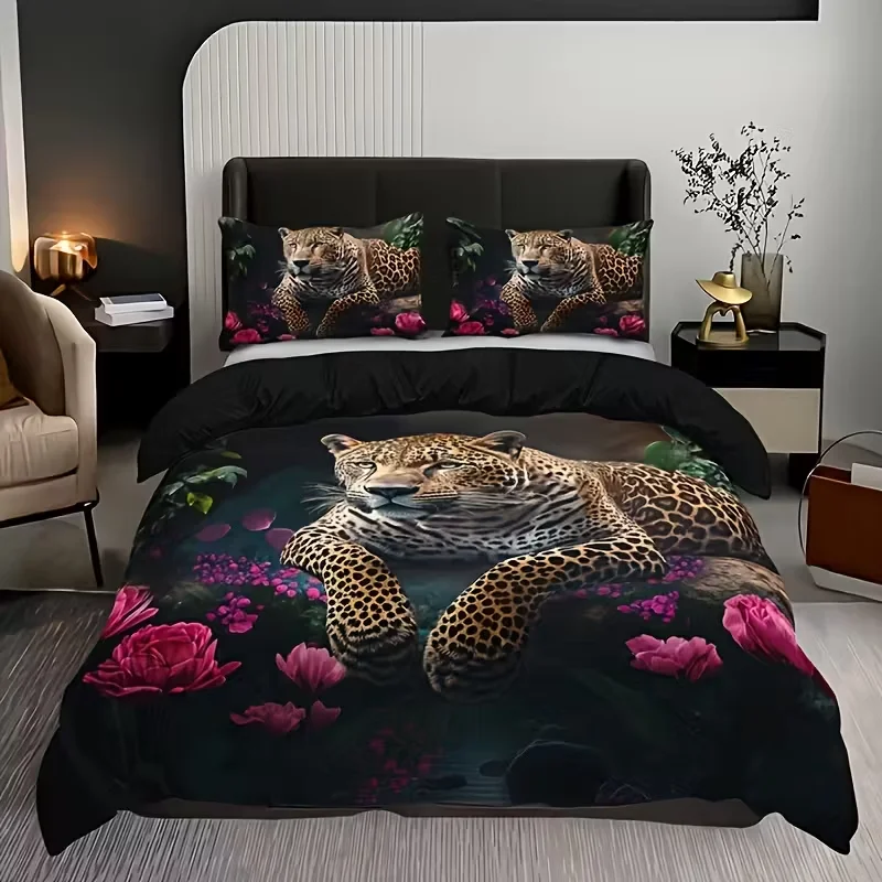 3pcs Duvet Cover Set Wild Animal Leopard Rose Bedding Set All Season Quilt Cover Bedroom Decoration Gifts
3pcs Duvet Cover Set Wild Animal Leopard Rose Bedding Set All Season Quilt Cover Bedroom Decoration Gifts
