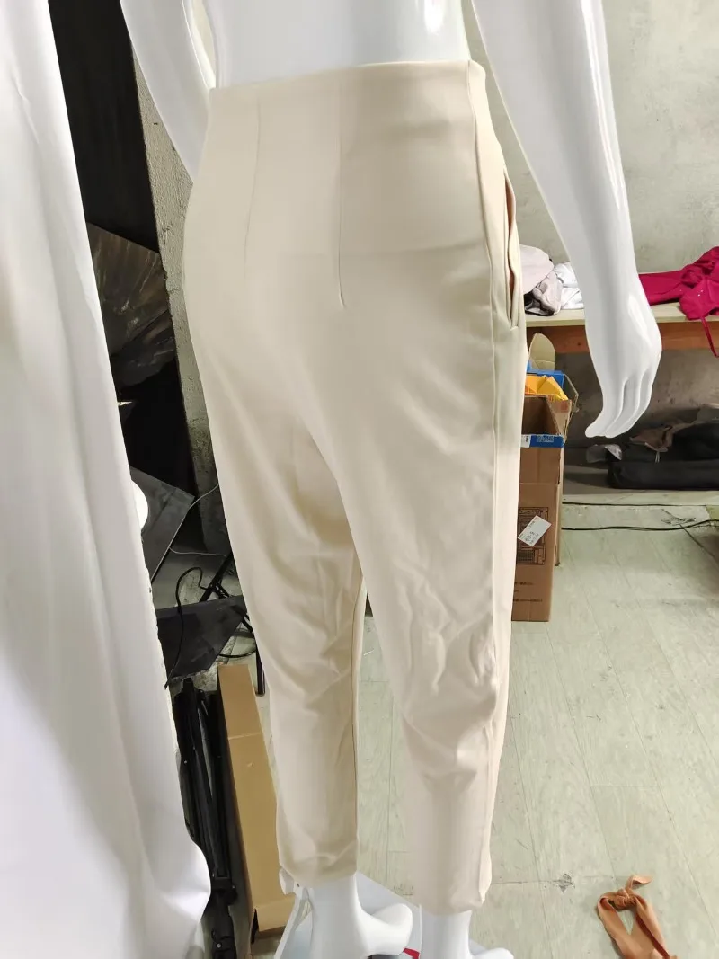 Women Pants High Waist Solid Pockets Pencil Pants Ankle Length Slim Fit Office Lady Zipper Flat Summer 2026 Slight Strech 19 S0f3a2c5c91c64604a0255cfa01d86a21e