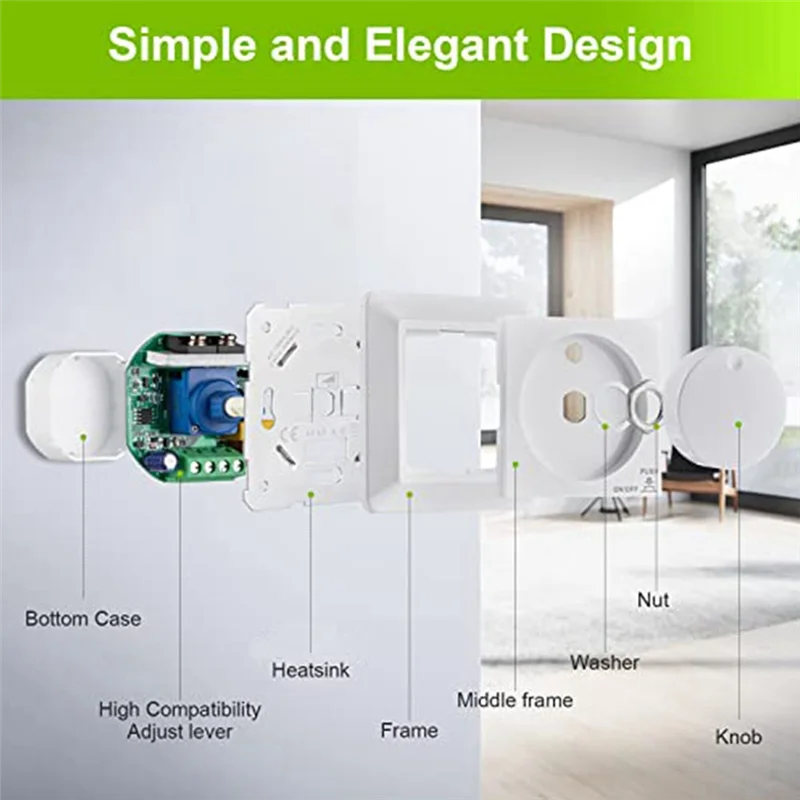 LED Dimmer Switch, Flush-Mounted Dimmer for Dimmable LED and Halogen, 5-300 W Dimmer Switch LED, Phase Control Dimmer DY
LED Dimmer Switch, Flush-Mounted Dimmer for Dimmable LED and Halogen, 5-300 W Dimmer Switch LED, Phase Control Dimmer DY