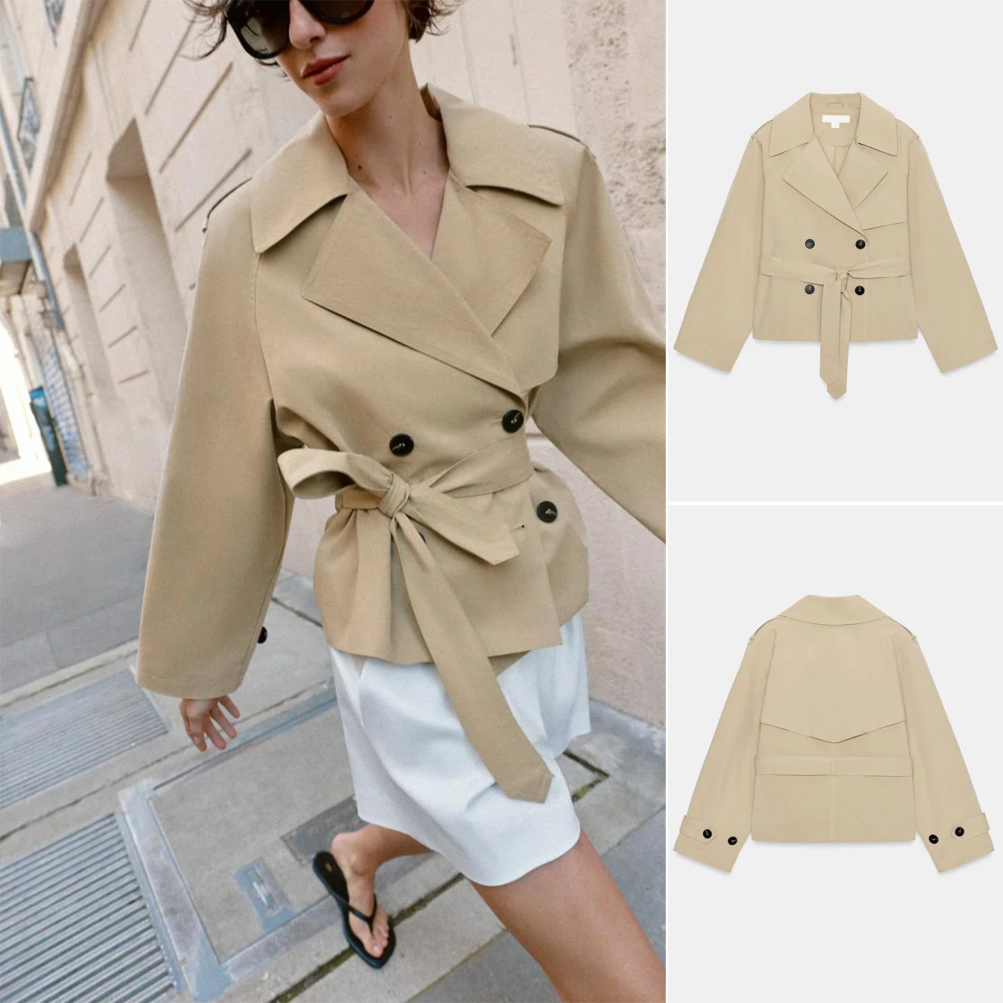 Spring New Women's Short Coat Jacket with Shoulder Pads Long Sleeve Turn-down Collar Casual Style Belted Windbreaker 6318051
Spring New Women's Short Coat Jacket with Shoulder Pads Long Sleeve Turn-down Collar Casual Style Belted Windbreaker 6318051