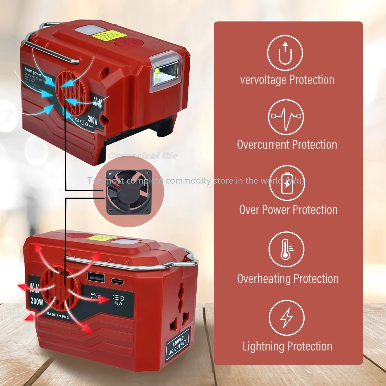Power Inverter for Milwaukee 18V Battery 200W Portable Supply Inverter DC 18V to AC 110V~230V USB&Type-C Port for m18 Inverter
Power Inverter for Milwaukee 18V Battery 200W Portable Supply Inverter DC 18V to AC 110V~230V USB&Type-C Port for m18 Inverter