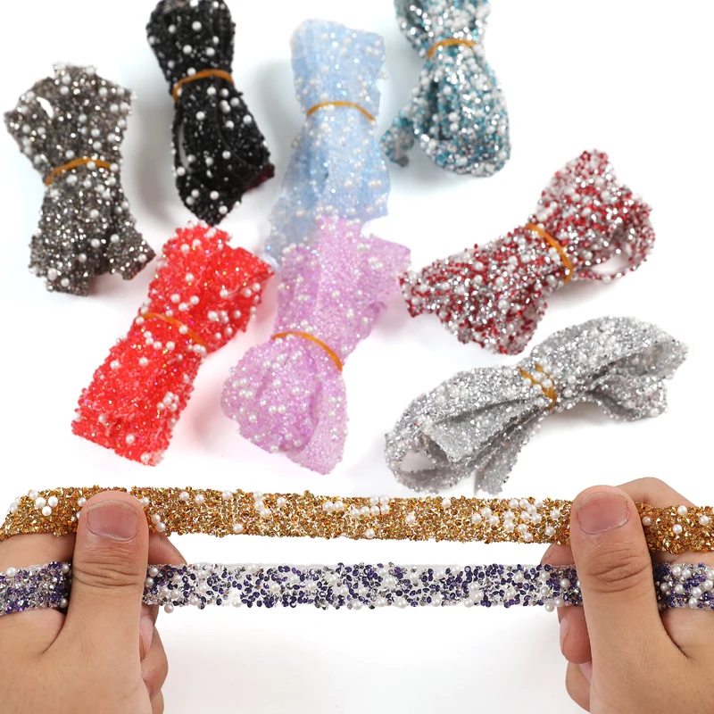 1 m 15mm Seldhesive Resin Pearl Ribbon Transparent Glitter Crystal ,For Clothes Decoration DIY Wedding Dress Sticker V1022
1 m 15mm Seldhesive Resin Pearl Ribbon Transparent Glitter Crystal ,For Clothes Decoration DIY Wedding Dress Sticker V1022