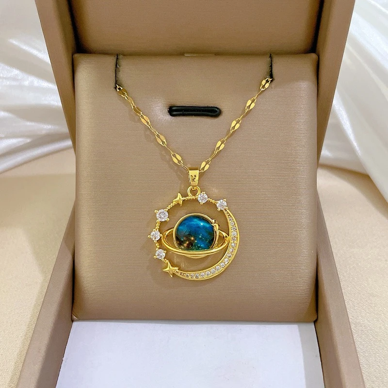 Starry Sky Planet Zircon Pendant Necklace for Women Titanium Steel Clavicle Chain Luxury Jewelry Girls Gift
Starry Sky Planet Zircon Pendant Necklace for Women Titanium Steel Clavicle Chain Luxury Jewelry Girls Gift