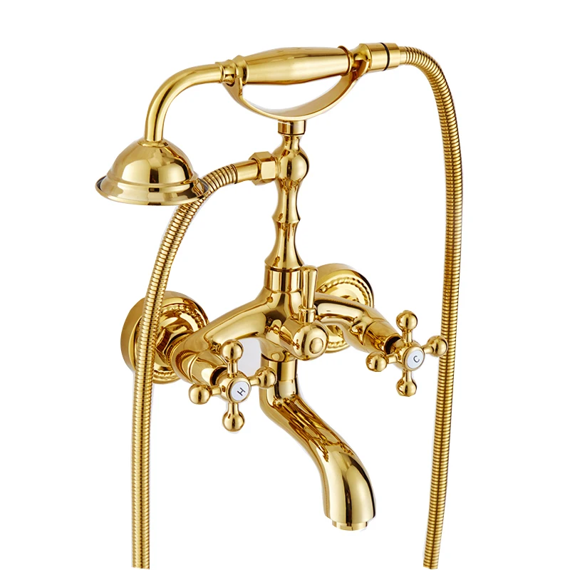 Gold French Simple Shower Set Brass Bathroom Double Handle Hot and Cold Bath Faucet Handheld Shower Head
Gold French Simple Shower Set Brass Bathroom Double Handle Hot and Cold Bath Faucet Handheld Shower Head