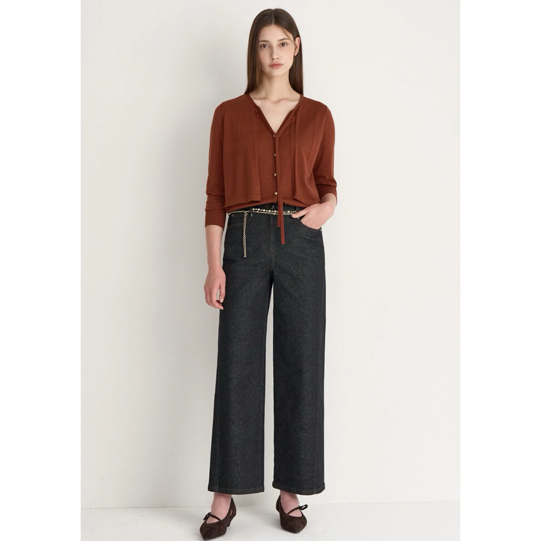 Повседневные широкие джинсы с высокой талией, женские осенние джинсы с лимонным сыром 2025, универсальные свободные прямые джинсовые брюки с цепочкой на талии
Повседневные широкие джинсы с высокой талией, женские осенние джинсы с лимонным сыром 2025, универсальные свободные прямые джинсовые брюки с цепочкой на талии