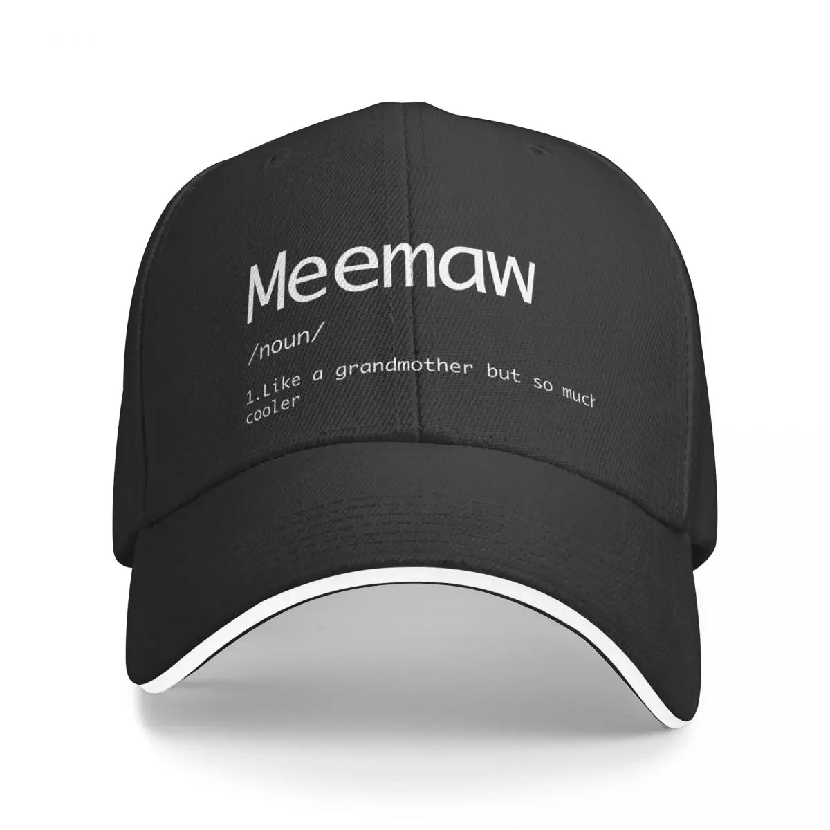 Meemaw - Like a grandmother but cooler - Funny word definition Baseball Cap Luxury Brand Visor dad hat Men's Women's
Meemaw - Like a grandmother but cooler - Funny word definition Baseball Cap Luxury Brand Visor dad hat Men's Women's