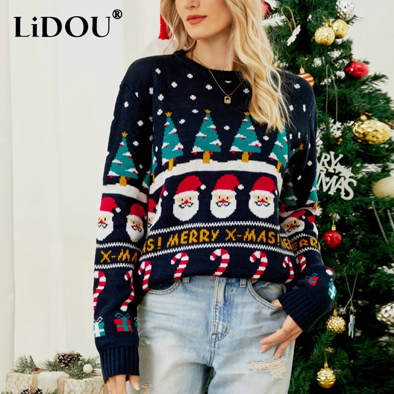 Autumn Winter New Christmas Printing Fashion Long Sleeve Sweater Women High Street Casual Loose Thicken Warm All-match Pullovers
Autumn Winter New Christmas Printing Fashion Long Sleeve Sweater Women High Street Casual Loose Thicken Warm All-match Pullovers