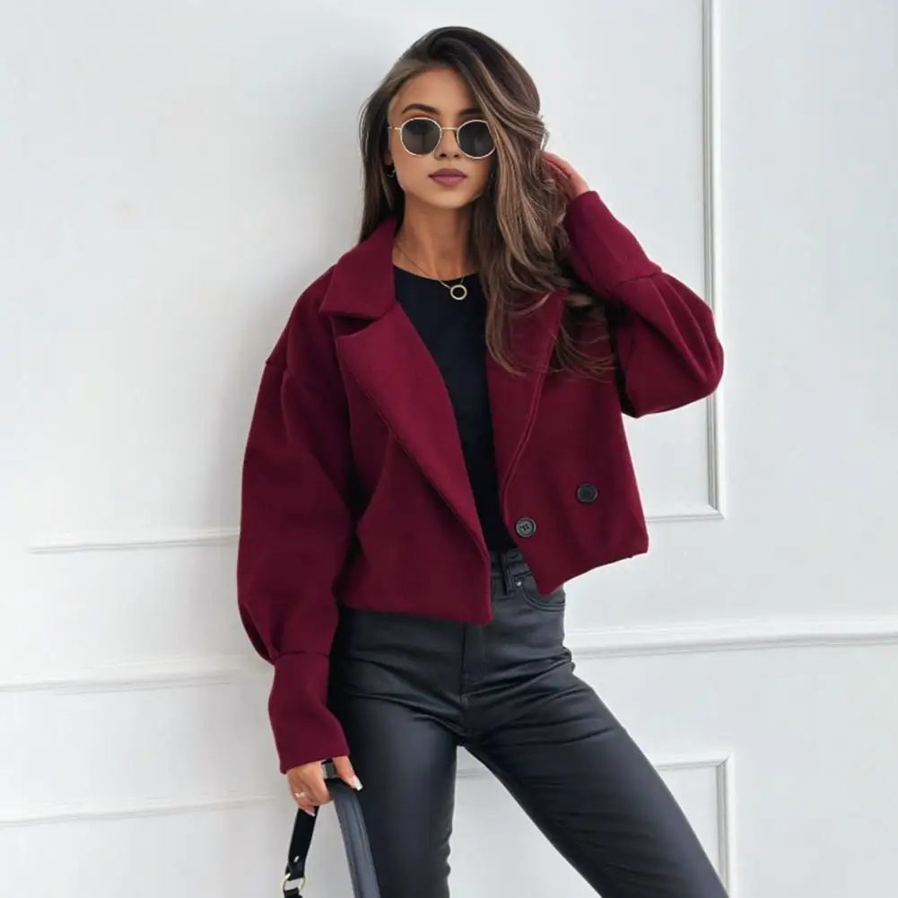 Women Fall Winter Coat Short Type Turn-down Collar Solid Color Loose Button Closure Cardigan OL Commuting Jacket Lady Outwear
Women Fall Winter Coat Short Type Turn-down Collar Solid Color Loose Button Closure Cardigan OL Commuting Jacket Lady Outwear