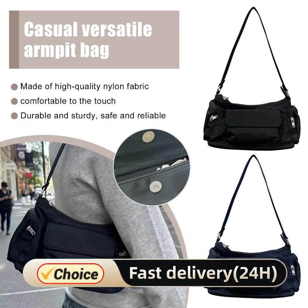 Women Nylon All-Matching Underarm Bag Lightweight Trendy Hobo Handbag Retro Korean Styles for Everyday
Women Nylon All-Matching Underarm Bag Lightweight Trendy Hobo Handbag Retro Korean Styles for Everyday