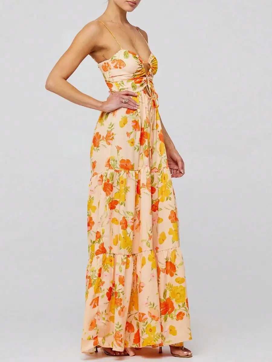 Women Boho Floral Maxi Dress Sleeveless Spaghetti Strap Tie-Up Front Flowy Beach Vacation Sundress Summer
Women Boho Floral Maxi Dress Sleeveless Spaghetti Strap Tie-Up Front Flowy Beach Vacation Sundress Summer