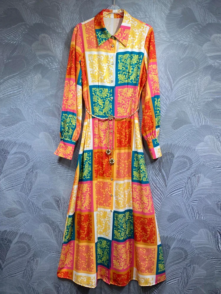 SEQINYY Elegant Long Dress Summer Spring New Fashion Design Women Runway Orange Vintage Print Loose High Street Chain Belt
SEQINYY Elegant Long Dress Summer Spring New Fashion Design Women Runway Orange Vintage Print Loose High Street Chain Belt