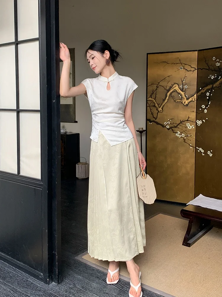JWUNIQUE Chinese National Style Half-length Pleated Skirt Women's High-waist Drapey Long Skirt Spring 2024 Commute Simple
JWUNIQUE Chinese National Style Half-length Pleated Skirt Women's High-waist Drapey Long Skirt Spring 2024 Commute Simple