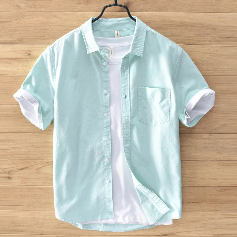 Summer Men's Loose Fit Pure Cotton Casual irt ort Sve f Sve Faionable Korean Sle Urban Youth Ox Fabric
Summer Men's Loose Fit Pure Cotton Casual irt ort Sve f Sve Faionable Korean Sle Urban Youth Ox Fabric