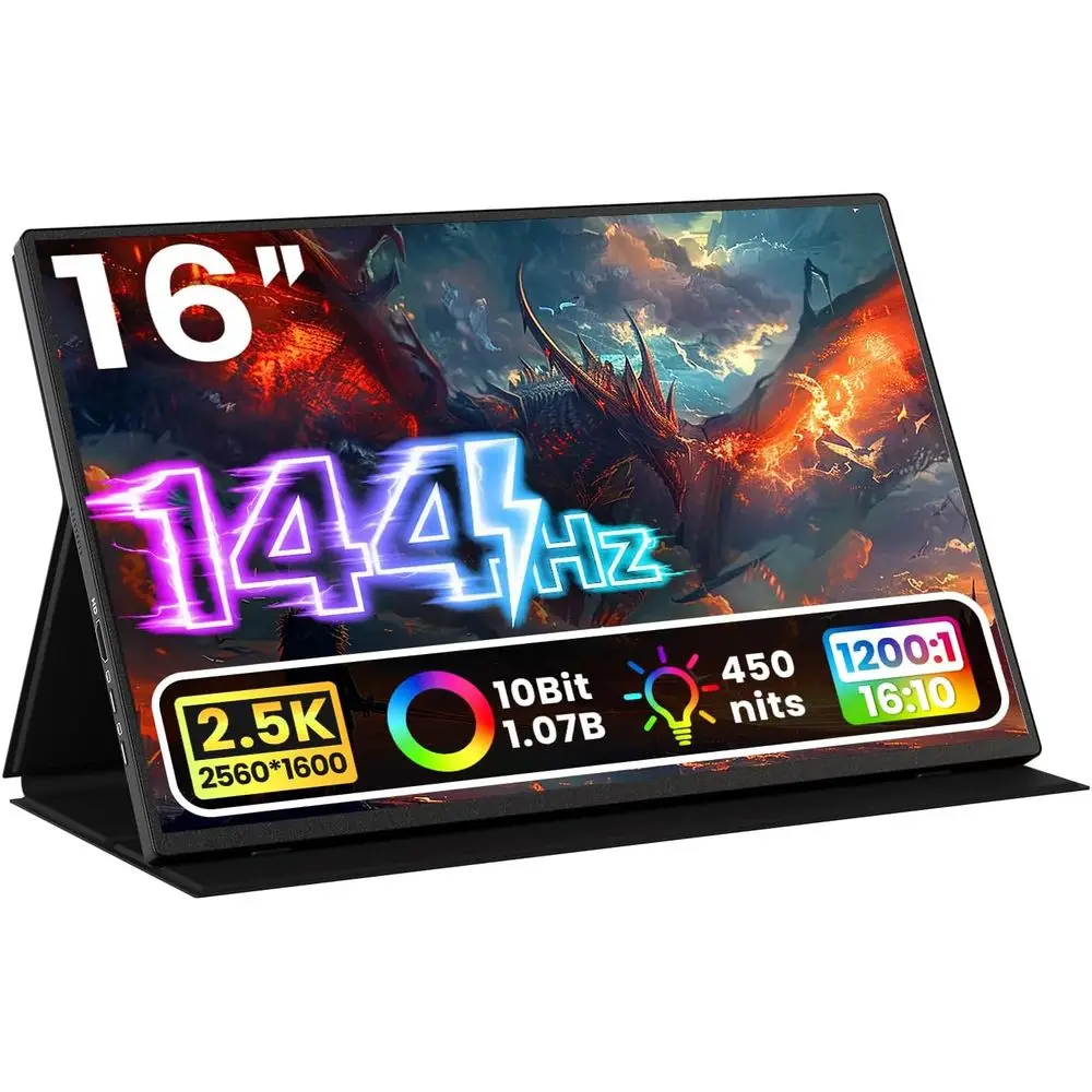 16 2K QHD Portable Monitor, 2560x1600, 450 nits, 106% sRGB, 144Hz, HDR, HDMI & USB-C, for Laptops, Gaming Consoles
16 2K QHD Portable Monitor, 2560x1600, 450 nits, 106% sRGB, 144Hz, HDR, HDMI & USB-C, for Laptops, Gaming Consoles