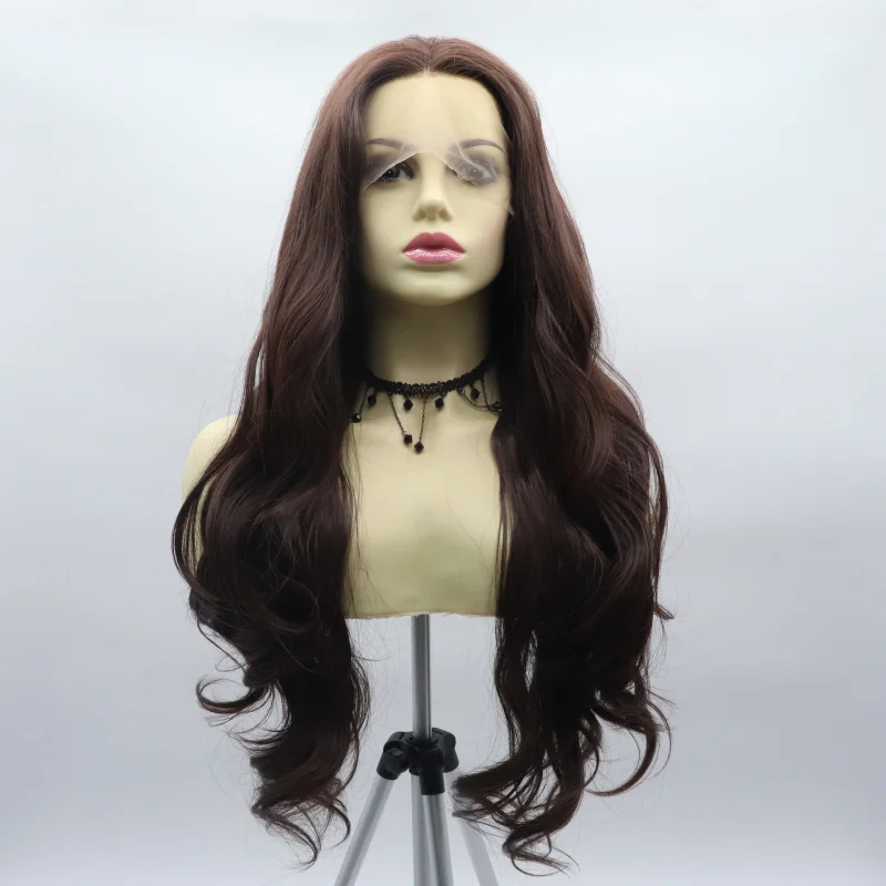 Hand-crocheted front lace brown long wavy hair daily matte high-temperature synthetic full wig
Hand-crocheted front lace brown long wavy hair daily matte high-temperature synthetic full wig