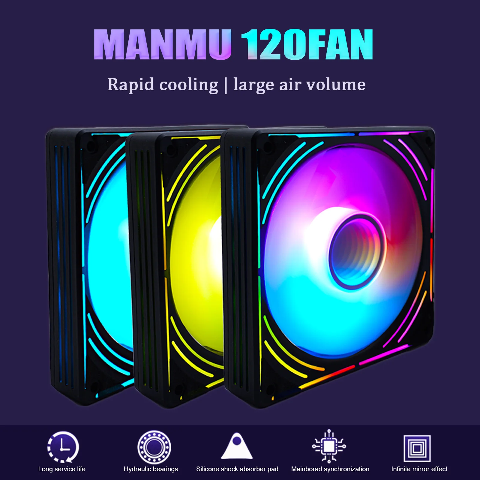 MANMU 120mm Rgb Fans For pc Cooling pc Fan 12v/3pin Computer Case High Speed Argb Fan Cooler pc
MANMU 120mm Rgb Fans For pc Cooling pc Fan 12v/3pin Computer Case High Speed Argb Fan Cooler pc