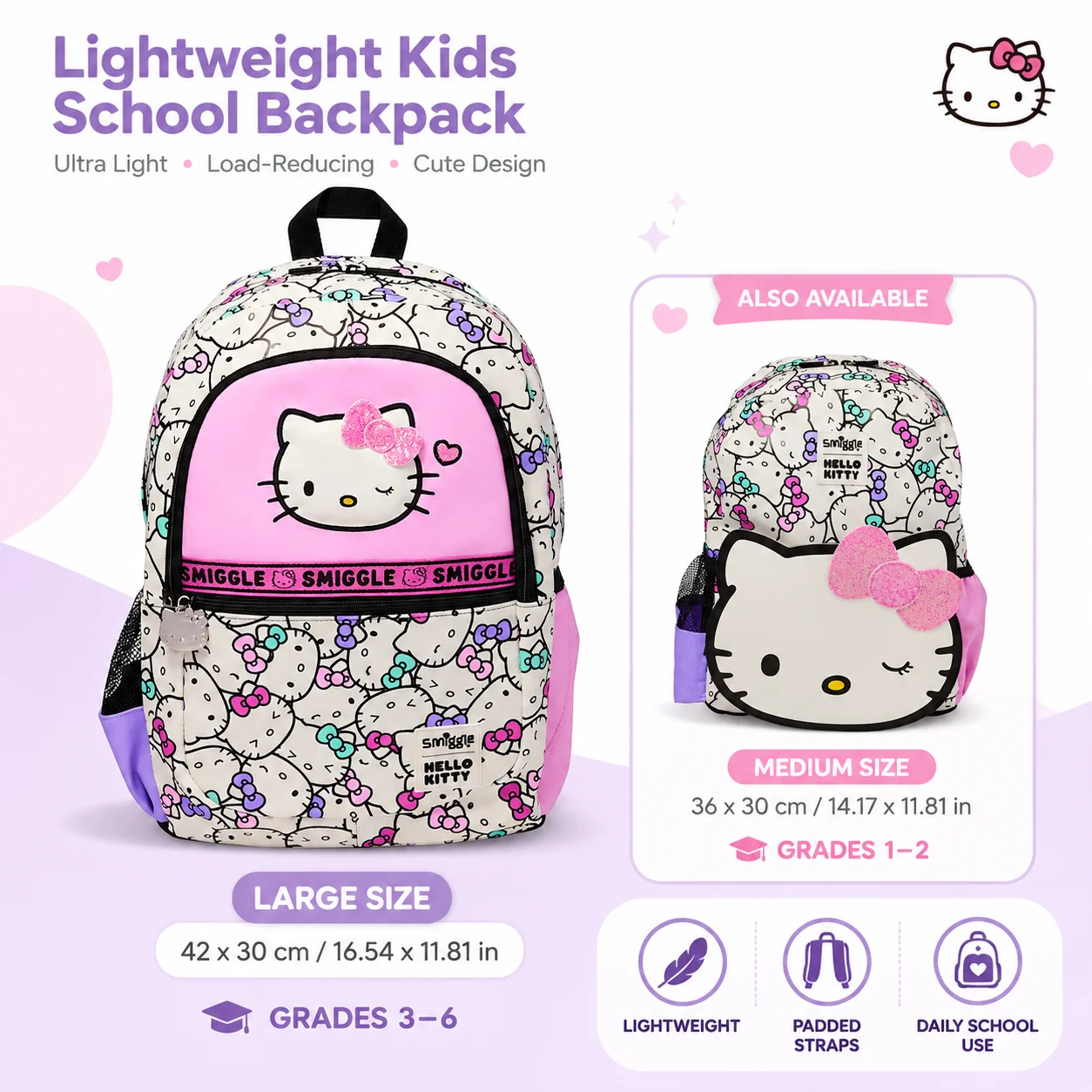 Sanrio Hello Kitty Large Capacity Girls School Bag Primary School Student Lightweight Load Reduction Padded Breathable Backpack
Sanrio Hello Kitty Large Capacity Girls School Bag Primary School Student Lightweight Load Reduction Padded Breathable Backpack