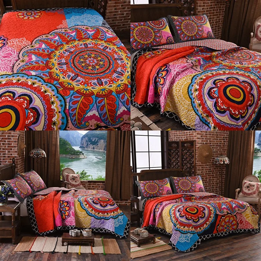 Quilt Set Queen Size Boho 3-Piece Bedspread Coverlet Set Lightweight Mandala Pattern Reversible Microfiber Multicolor
Quilt Set Queen Size Boho 3-Piece Bedspread Coverlet Set Lightweight Mandala Pattern Reversible Microfiber Multicolor