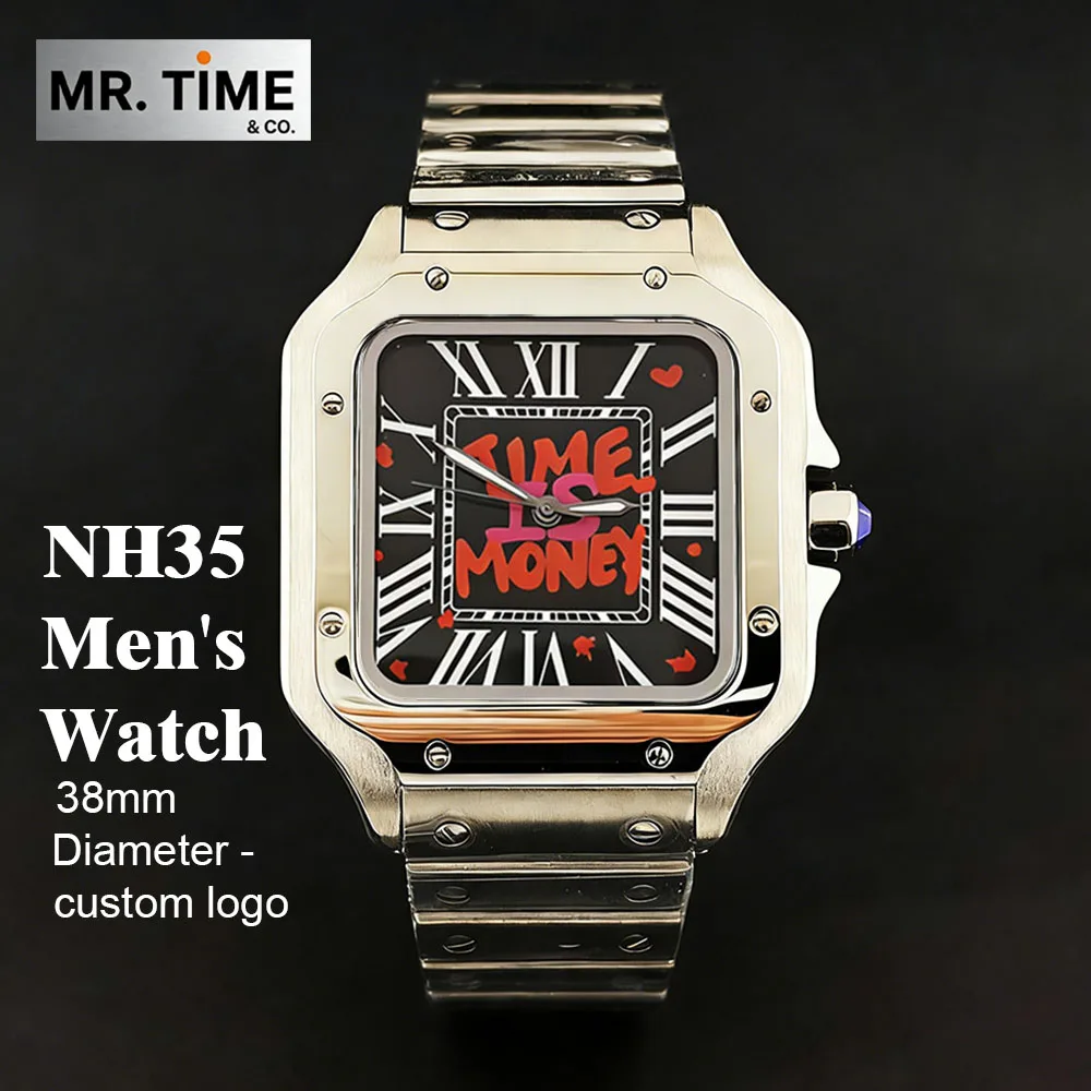 NH35 watch time is money watch black dial men's automatic watch stainless steel watch sapphire glass NH35 movement watch
NH35 watch time is money watch black dial men's automatic watch stainless steel watch sapphire glass NH35 movement watch