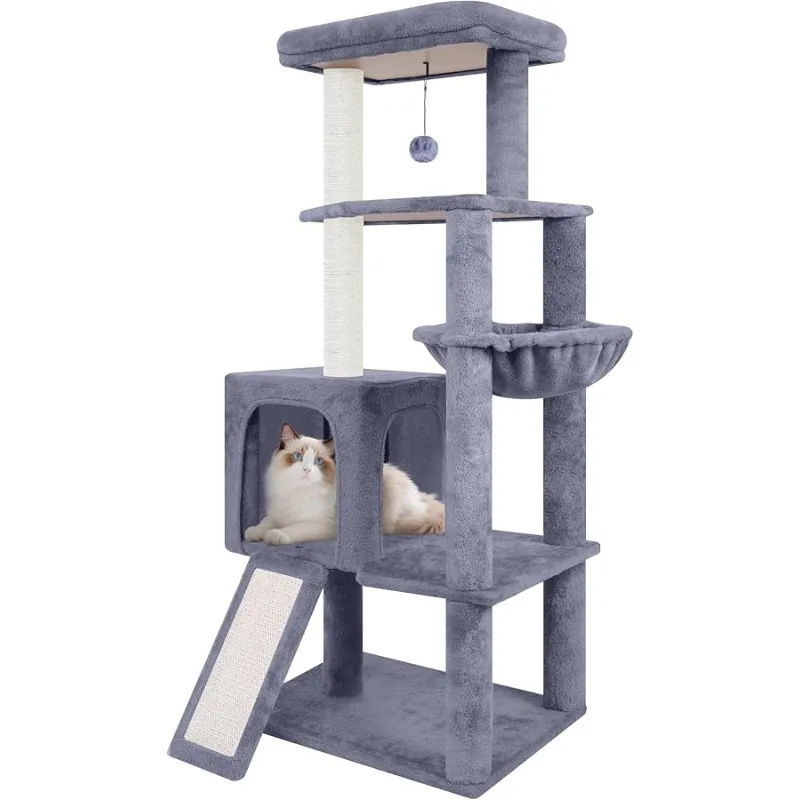 TWDEPART 55" All-in-One Cat Tree Tower with Scratching Board & Posts Cozy Sleeping Perch Hammock and Toy Balls,Grey
TWDEPART 55" All-in-One Cat Tree Tower with Scratching Board & Posts Cozy Sleeping Perch Hammock and Toy Balls,Grey