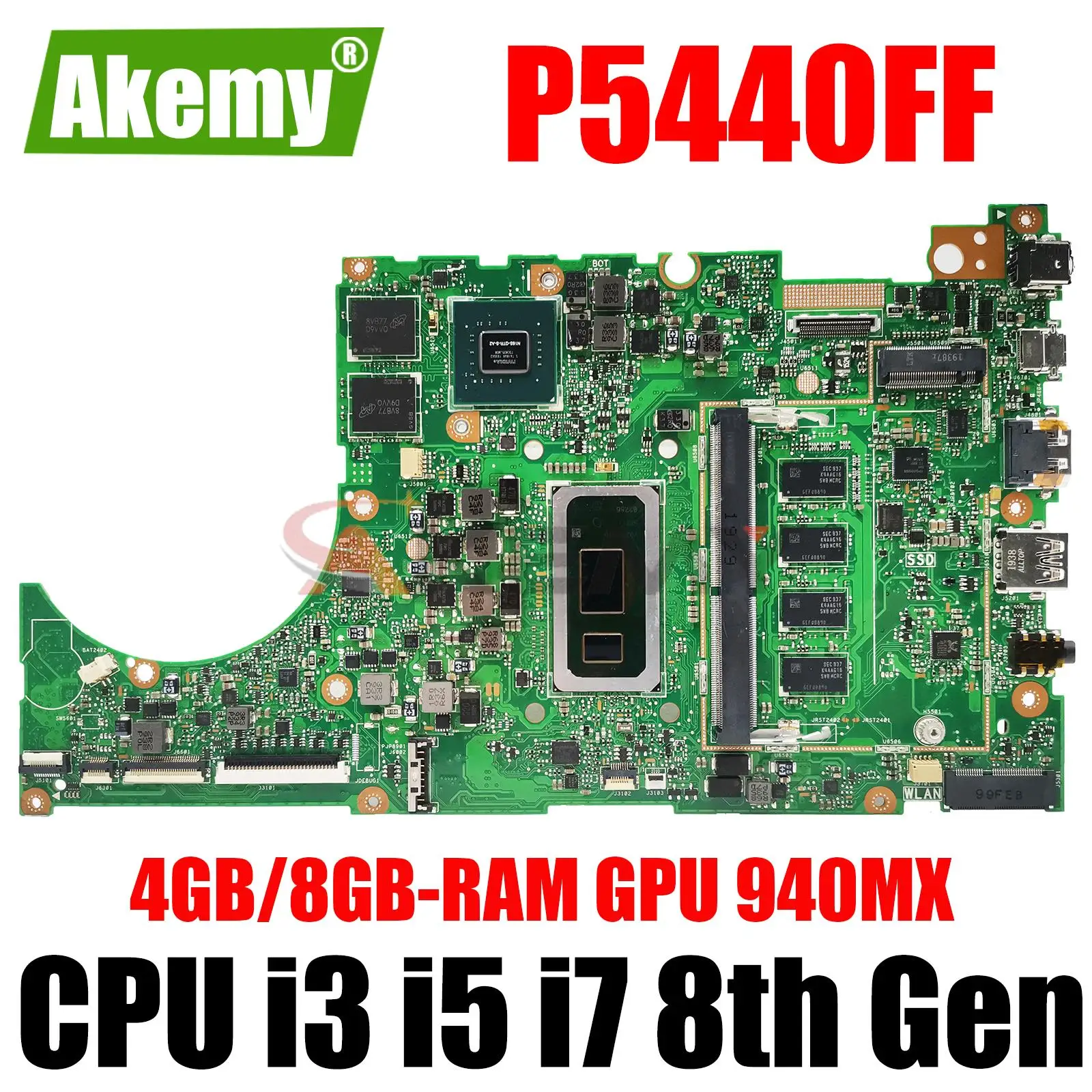 P5440FF For ASUS P5340FF P5440F Laptop Motherboard I3 I5 I7 8th CPU 4G 8G RAM GPU 940MX DDR3 100% test ok
P5440FF For ASUS P5340FF P5440F Laptop Motherboard I3 I5 I7 8th CPU 4G 8G RAM GPU 940MX DDR3 100% test ok