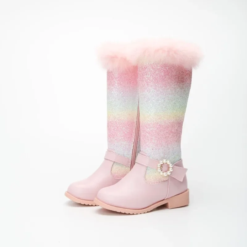 Winter Girls Long High Boots Rainbow Sequins Children Princess Catwalk Performance Boots Glitter Chic Versatile Kids Cotton Boot
Winter Girls Long High Boots Rainbow Sequins Children Princess Catwalk Performance Boots Glitter Chic Versatile Kids Cotton Boot