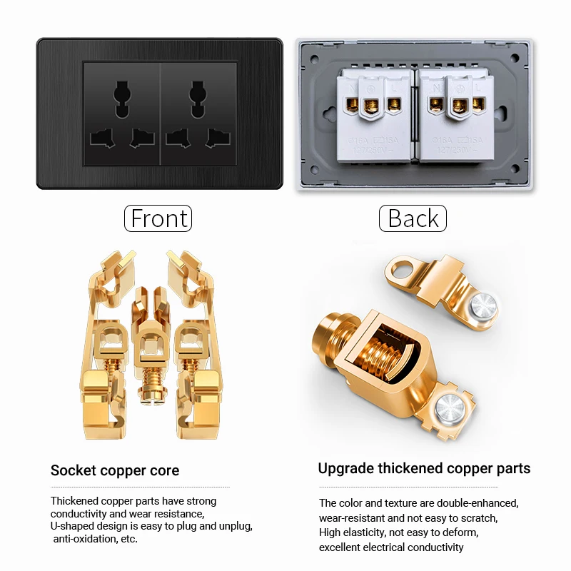 PSSRISE Black PC Brushed America Thailand USB TypeC Fast Charging Socket Universal Light Switch TV Tel Doorbell 16A 20A 118*72mm
PSSRISE Black PC Brushed America Thailand USB TypeC Fast Charging Socket Universal Light Switch TV Tel Doorbell 16A 20A 118*72mm