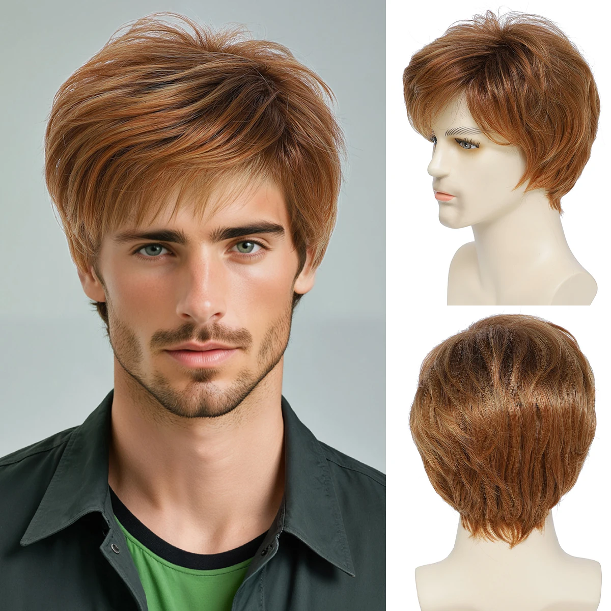 Европейский и американский мужской парик, косая челка, короткие волосы, повязка на голову, короткие волосы Парик из синтетического волокна
Европейский и американский мужской парик, косая челка, короткие волосы, повязка на голову, короткие волосы Парик из синтетического волокна