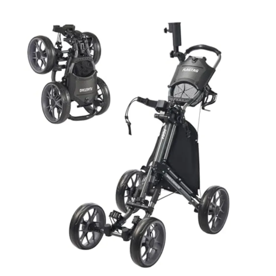 Golf Push Cart 4-Wheels, Folding Golf Cart, Golf Pull cart with Cup Holder, Umbrella Holder, Cooler Bag, Foldable with one-Clic
Golf Push Cart 4-Wheels, Folding Golf Cart, Golf Pull cart with Cup Holder, Umbrella Holder, Cooler Bag, Foldable with one-Clic