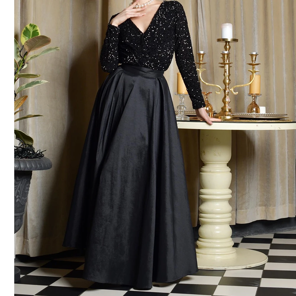 Customized High Quality Satin A-Line Sequined Evening Dress Modern V-Neck Long Sleeves Floor Length فساتين سهره نسائيه فخمة
Customized High Quality Satin A-Line Sequined Evening Dress Modern V-Neck Long Sleeves Floor Length فساتين سهره نسائيه فخمة