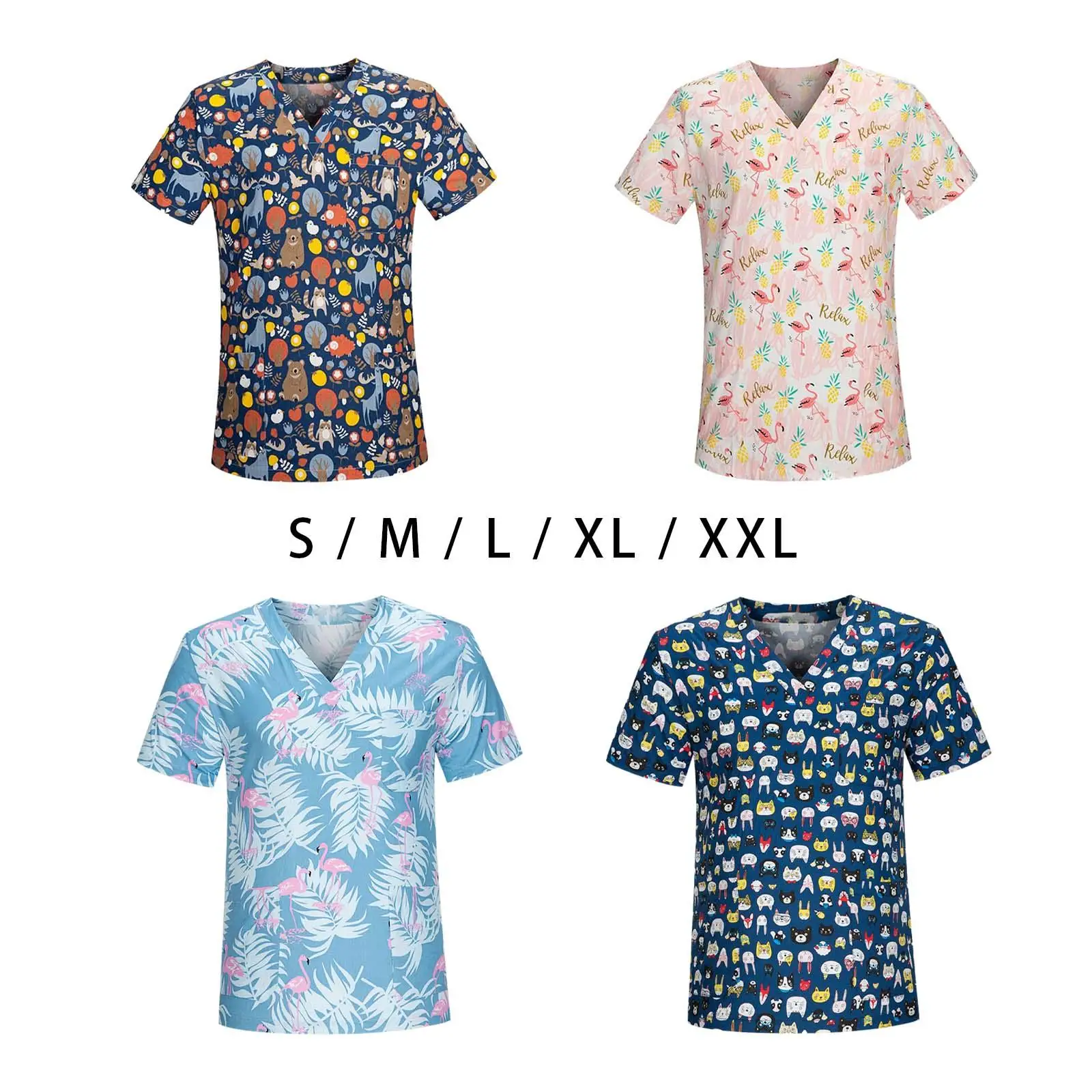 Nursing Scrubs Tops Printed Nurse Top for Female Male Women Men Beauty Salon
Nursing Scrubs Tops Printed Nurse Top for Female Male Women Men Beauty Salon
