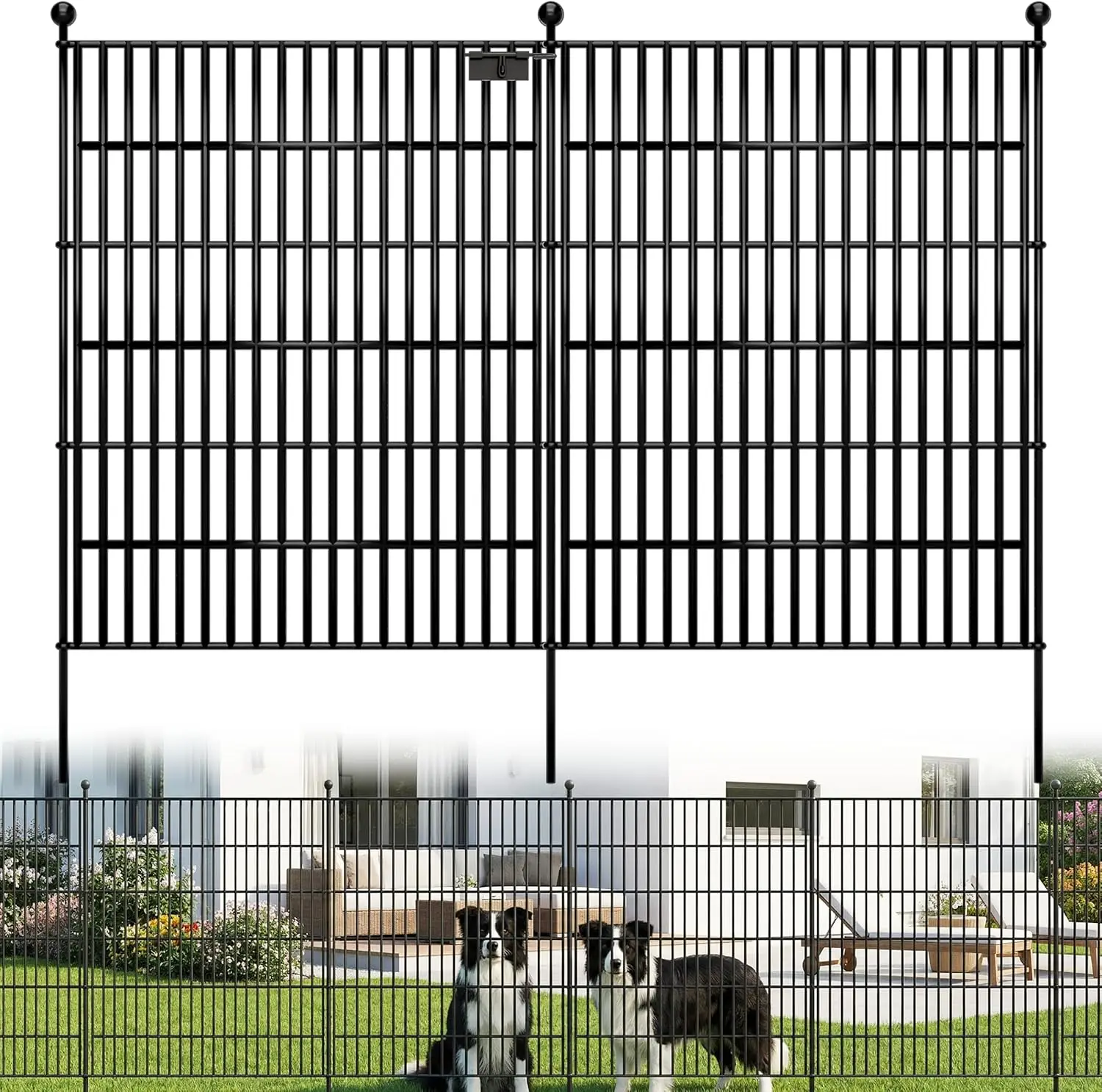 5 Panels No Dig Garden Fence, 40in H x 12.1ft L, Thickened Rustproof Metal Animal Barrier for Dogs, Landscape, Patio
5 Panels No Dig Garden Fence, 40in H x 12.1ft L, Thickened Rustproof Metal Animal Barrier for Dogs, Landscape, Patio