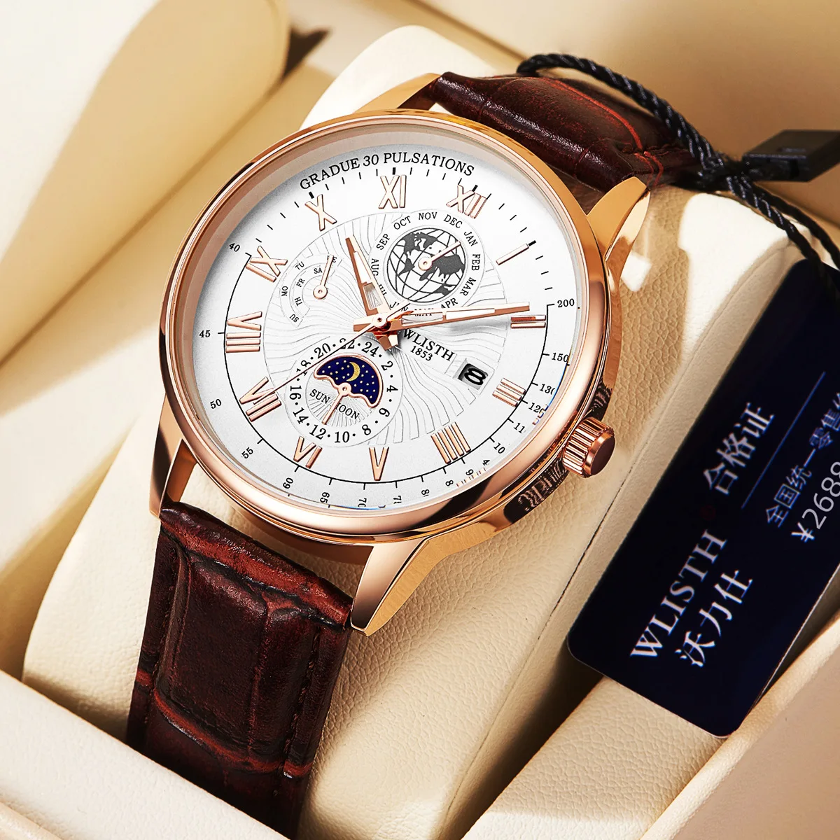 WOLISH Business Casual Watch - Waterproof Leather Strap Quartz Watch, Fashion Men's Dress Watch
WOLISH Business Casual Watch - Waterproof Leather Strap Quartz Watch, Fashion Men's Dress Watch