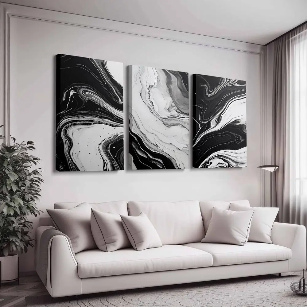 Abstract Black and White Marble Wall Art - 3 Piece Gray Poster Set for Living Room & Bedroom, 16x24 Inch
Abstract Black and White Marble Wall Art - 3 Piece Gray Poster Set for Living Room & Bedroom, 16x24 Inch