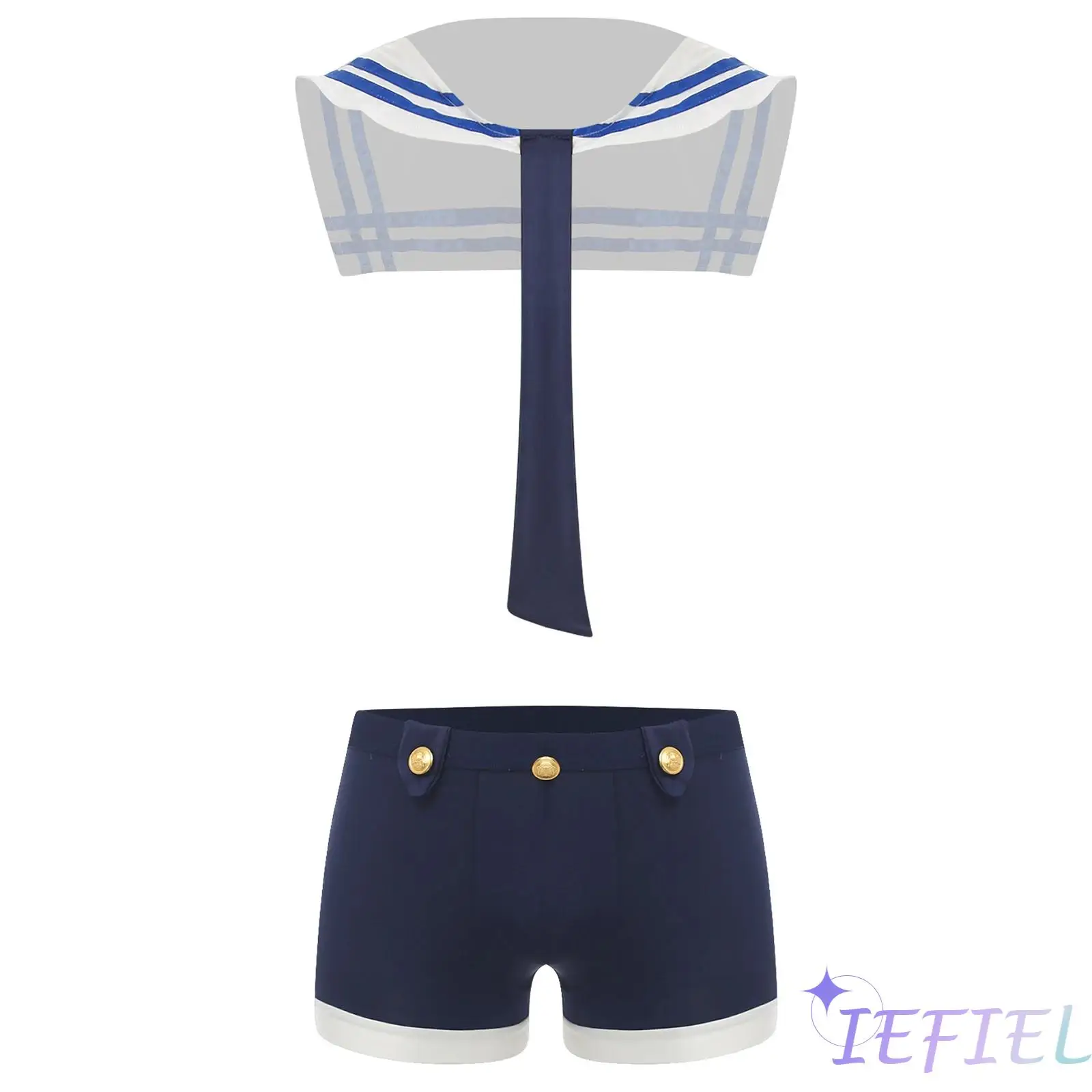 Mens Sailor Captain Cosplay Lingerie Costume Collar with Necktie Bulge Pouch Boxer Shorts 2-piece Night Party Clubwear Set
Mens Sailor Captain Cosplay Lingerie Costume Collar with Necktie Bulge Pouch Boxer Shorts 2-piece Night Party Clubwear Set
