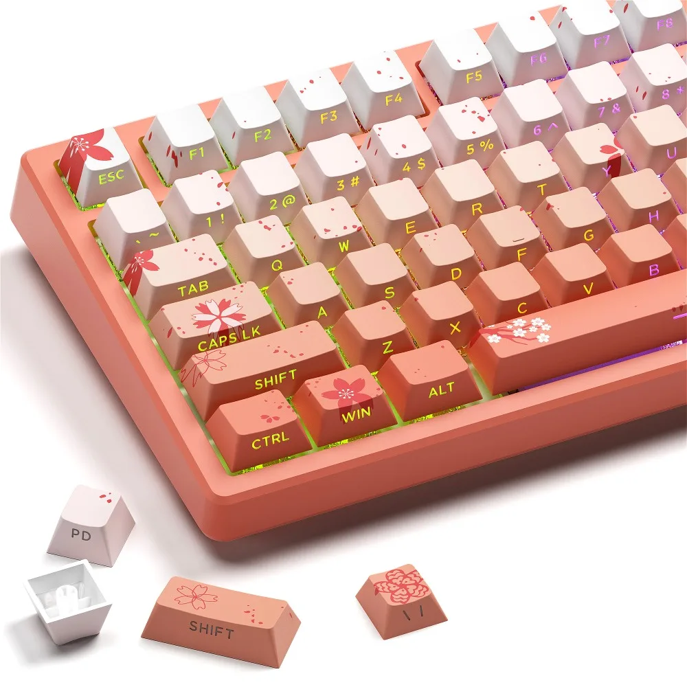 132 keys, Sakura colorful theme, cherry, keycap PBT gradual change pink, for Mx Cherry Gateron Switch mechanical keyboard kit
132 keys, Sakura colorful theme, cherry, keycap PBT gradual change pink, for Mx Cherry Gateron Switch mechanical keyboard kit